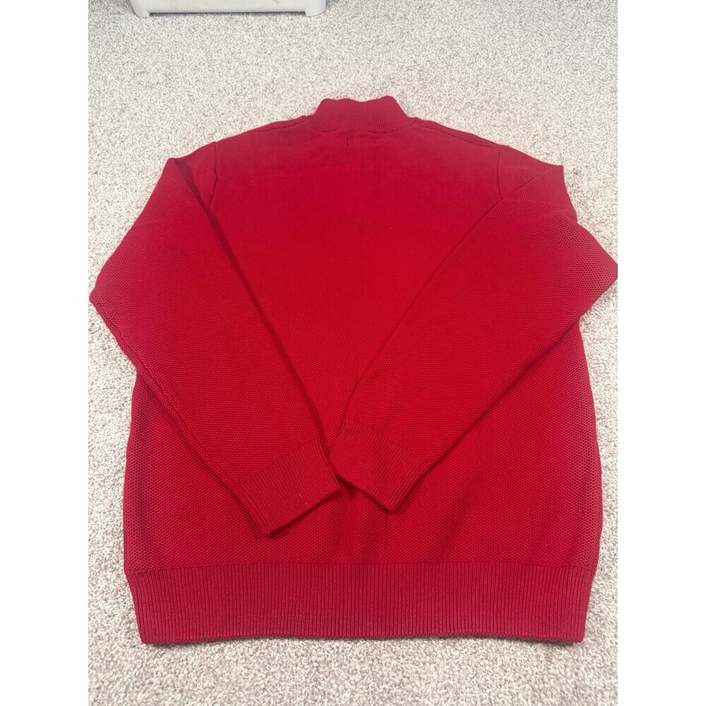 Bright red chaps quarter zip elbow padded sweater men’s medium Ralph Lauren Polo - Picture 6 of 6